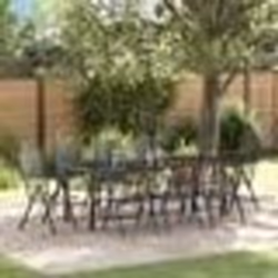 vidaXL Set de salle à manger de jardin 9 pièces en acier anthracite