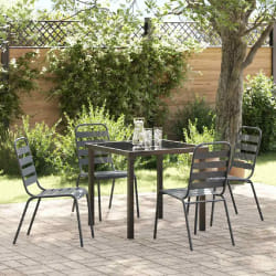 vidaXL Ensemble de salle à manger pour jardin 5 pcs Gris foncé Acier