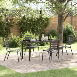 vidaXL Ensemble de salle à manger pour jardin 5 pcs Gris foncé Acier