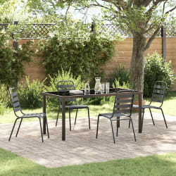 vidaXL Ensemble de salle à manger de jardin 5 pièces gris foncé en acier