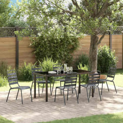 vidaXL Ensemble de salle à manger de jardin 7 pièces gris foncé en acier