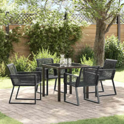 vidaXL Set de salle à manger de jardin de 5 pièces en rattan synthétique noir