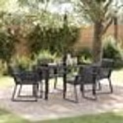 vidaXL Set de salle à manger de jardin 5 pièces en polyrotin noir