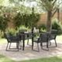 vidaXL Set de salle à manger de jardin 5 pièces en polyrotin noir