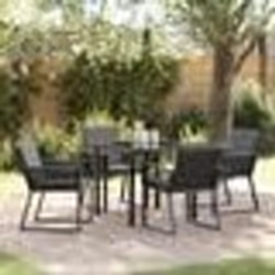 vidaXL Ensemble de jardin de 5 pièces avec des coussins en poly rotin noir