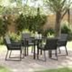 vidaXL Ensemble de jardin de 5 pièces avec des coussins en poly rotin noir
