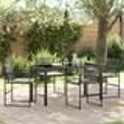vidaXL Ensemble de salle à manger de jardin , 5 pièces avec coussins en poly rattan noir.