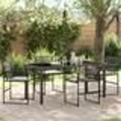 vidaXL Ensemble de salle à manger de jardin 5 pièces avec coussins, noir en poly raphia.