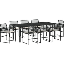 Vidaxl - Ensemble de salle à manger de jardin , 9 pièces, coussins en poly rotin noir