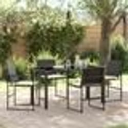 vidaXL Ensemble de salle à manger de jardin de 5 pièces avec coussins. Noir en rotin synthétique.