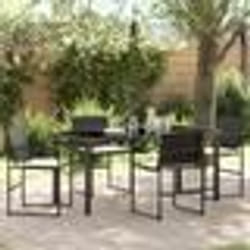 vidaXL Ensemble de jardin de 5 pièces avec coussins en polyrotin noir.