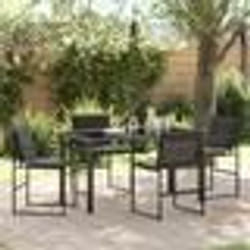 vidaXL Set de salle à manger de jardin 5 pièces avec coussins en textilène noir et acier.