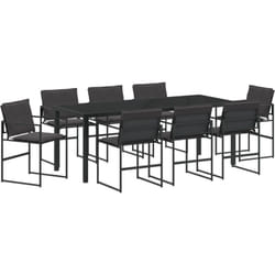 Ensemble de jardin 9 pièces avec des coussins en textilène noir et en acier vidaXL