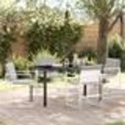 vidaXL Ensemble de salle à manger de jardin 5 pièces avec des coussins en textilène blanc et en acier