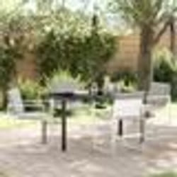vidaXL Ensemble de salle à manger de jardin 5 pièces avec des coussins en textilène blanc et en acier