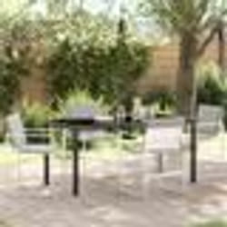 vidaXL Ensemble de jardin 5 pièces avec coussins en textilène blanc et acier