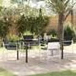 vidaXL Ensemble de Salle à Manger de Jardin 5 Pièces avec Coussins en Textilène Blanc et acier