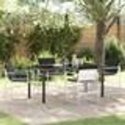 vidaXL Ensemble de Salle à Manger de Jardin 5 Pièces avec Coussins en Textilène Blanc et acier