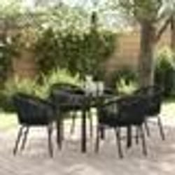 vidaXL Ensemble de jardin 5 pièces - Rotin noir