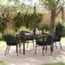 vidaXL Set de salle à manger de jardin 5 pièces - Chic en poly rotin noir