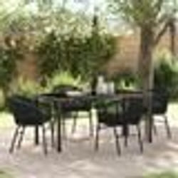 vidaXL Ensemble de salle à manger de jardin 5 pièces - Rattan poly noir