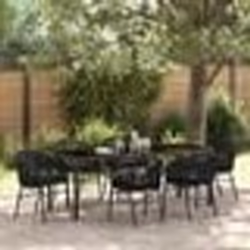vidaXL Ensemble de salle à manger de jardin de 7 pièces - Rattan poly noir