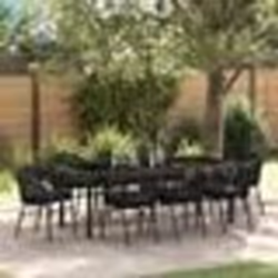 vidaXL Ensemble de salle à manger de jardin de 9 pièces - Rattan poly noir