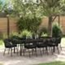 vidaXL Ensemble de salle à manger de jardin de 9 pièces - Rattan poly noir