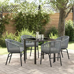 vidaXL Set de salle à manger de jardin 5 pièces - Rotin poly gris