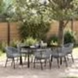 vidaXL Ensemble de salle à manger de jardin de 7 pièces - Rattan poly gris