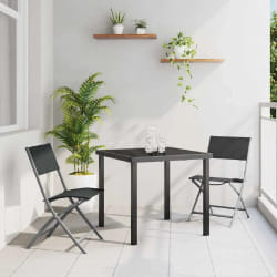 vidaXL Set de mobilier de jardin , 3 pièces en textilène noir et acier.