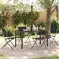vidaXL Set de repas de jardin 5 pièces en textilène noir et acier