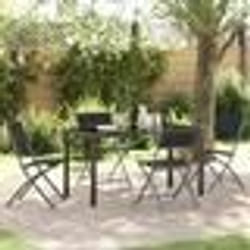 vidaXL Set de repas de jardin 5 pièces en textilène noir et acier