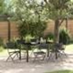 vidaXL Set de jardin 7 pièces : chaises en textilène noir et acier.