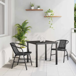 vidaXL Set de salle à manger de jardin 3 pièces en rattan poly noir