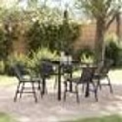 vidaXL Set de jardin 5 pièces en poly rotin noir