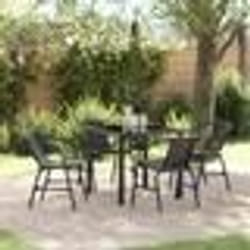 vidaXL Set de jardin 5 pièces en poly rotin noir