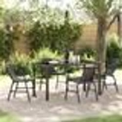 vidaXL Ensemble de jardin 5 pièces en poly rotin noir