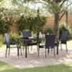 vidaXL Ensemble de salle à manger pour jardin 5 pcs Noir Rotin PE