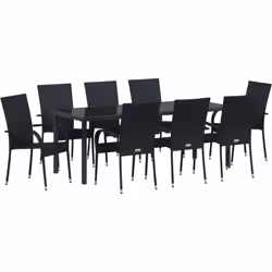 Cet ensemble de salle à manger de jardin allie style et pratique pour votre espace extérieur. Il comprend quatre chaises empi ...