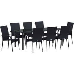 Ensemble de salle à manger de jardin 5 pièces noir rattan poly Vidaxl