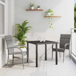 vidaXL Ensemble de salle à manger pour jardin 3 pcs Gris Poly rotin