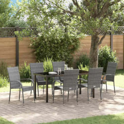 vidaXL Ensemble de salle à manger pour jardin 7 pcs Gris Rotin PE