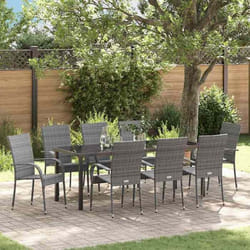 vidaXL Ensemble de salle à manger pour jardin 9 pcs Gris Rotin PE