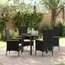 vidaXL Ensemble de repas de jardin 5 pcs Noir 80 x 80 x 73 cm