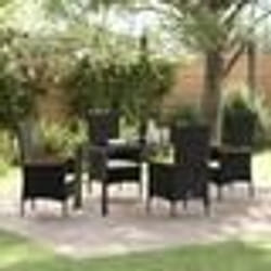 vidaXL Chaises de jardin noires 5 pcs Noir 140 x 70 x 73 cm