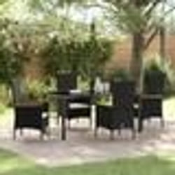 vidaXL Ensemble de chaises de jardin 5 pcs Noir 160 x 80 x 73 cm