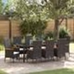 vidaXL Chaises de jardin avec coussin 9 pcs Noir 200 x 80 x 73 cm
