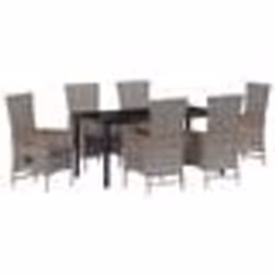vidaXL Chaises d'extérieur 7 pcs Gris 160 x 80 x 73 cm Osier PE
