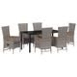 vidaXL Chaises d'extérieur 7 pcs Gris 160 x 80 x 73 cm Osier PE
